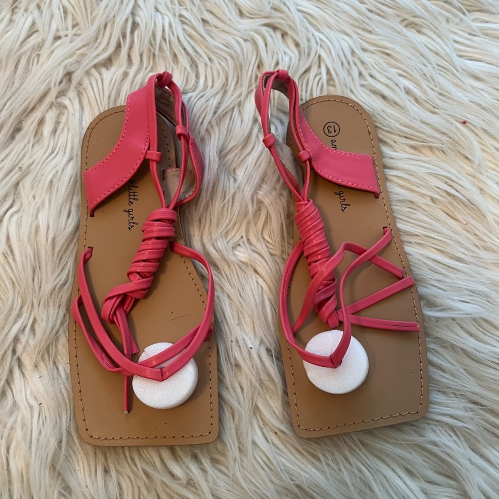 Girls Pink Strappy Sandals